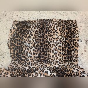 Forever 21+ Leopard Print Strapless Wide Leg Jumpsuit 3X Palazzo